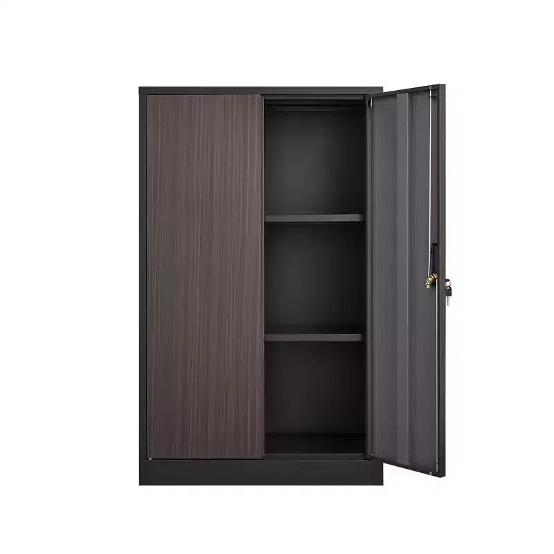 27.5" Metal Folding Storage Cabinet, Filing Cabinet with Locking Doors & Adjustable Shelves, Black