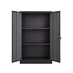 27.5" Metal Folding Storage Cabinet, Filing Cabinet with Locking Doors & Adjustable Shelves, Black