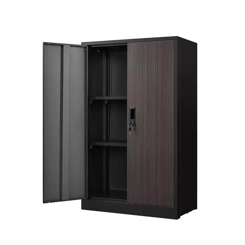 27.5" Metal Folding Storage Cabinet, Filing Cabinet with Locking Doors & Adjustable Shelves, Black