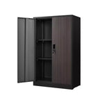 27.5" Metal Folding Storage Cabinet, Filing Cabinet with Locking Doors & Adjustable Shelves, Black