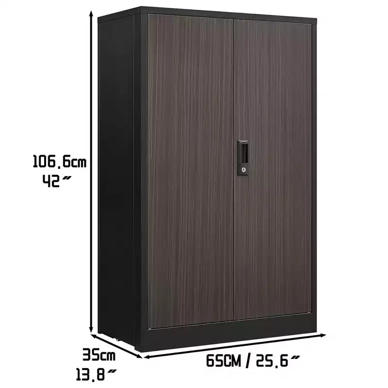 27.5" Metal Folding Storage Cabinet, Filing Cabinet with Locking Doors & Adjustable Shelves, Black