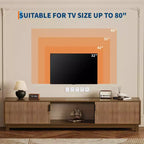 Mid Century Modern Low TV Stand, 70 Long Fluted TV Consoles Table with Open Storage Shelf for Living Room, Wooden Entertainment Center