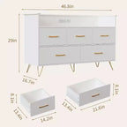 LED Dresser with Charging Station - Modern 5-Drawer 47 Wide Wooden Chest, Storage Organizer for Bedroom, Nursery, Hallway & Apartments