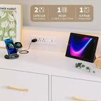 LED Dresser with Charging Station - Modern 5-Drawer 47 Wide Wooden Chest, Storage Organizer for Bedroom, Nursery, Hallway & Apartments