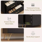 LED Dresser with Charging Station - Modern 5-Drawer 47 Wide Wooden Chest, Storage Organizer for Bedroom, Nursery, Hallway & Apartments