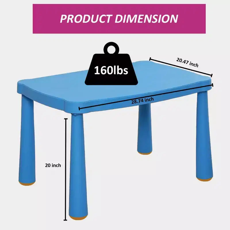 Children's Activity Table for Classroom and Home, Lightweight Rectangular Kids Table with Rounded Corners