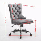 Adjustable Desk Chair Swivel Office Chair, Modern Velvet Upholstered Tufted Button Home Office Chair with Golden Metal Base, Pink