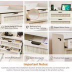 Rattan Nightstand with Charging Station, 2-Drawer Boho Bedside Table with Type-C Port and USB