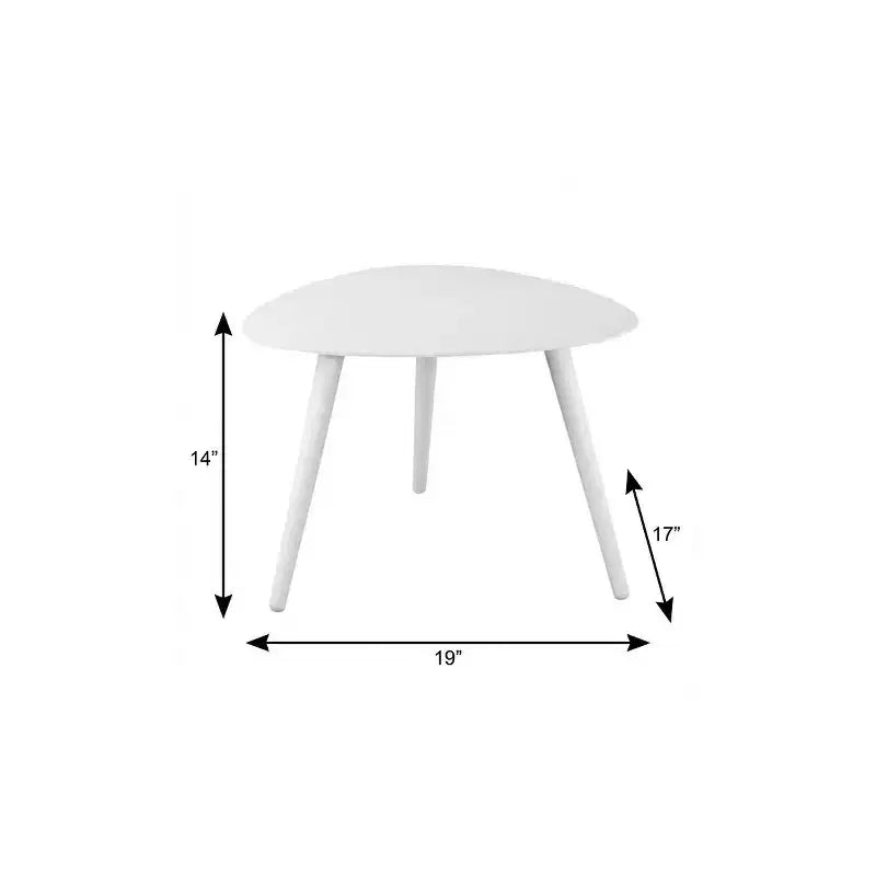14" White Aluminum End Table, Triangular Lightweight Side Table for Living Room or Bedroom