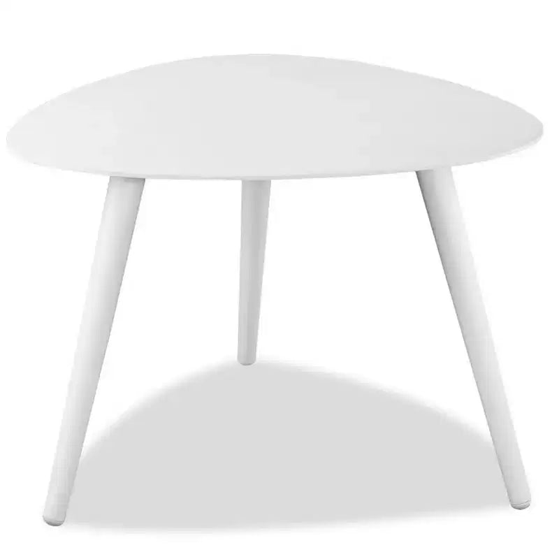 14" White Aluminum End Table, Triangular Lightweight Side Table for Living Room or Bedroom
