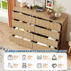 Fluted Dresser for Bedroom, 8 Drawer Dresser, Large Capacity & Anti-Tip, Modern Chest of Drawers with Metal Handles, Wooden Dressers Closet Storage