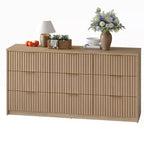 Fluted Dresser for Bedroom, 8 Drawer Dresser, Large Capacity & Anti-Tip, Modern Chest of Drawers with Metal Handles, Wooden Dressers Closet Storage