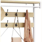 Industrial Hall Tree Shoe Bench, 72 Coat Rack with Storage Shelf, Hanging Bar & 8 Hooks for Entryway