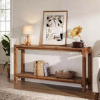 Solid Wood Console Table, Narrow Entryway Table with Storage for Living Room, Entrance, Behind Sofa, Brown