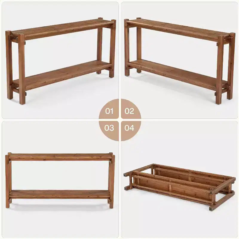 Solid Wood Console Table, Narrow Entryway Table with Storage for Living Room, Entrance, Behind Sofa, Brown