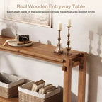 Solid Wood Console Table, Narrow Entryway Table with Storage for Living Room, Entrance, Behind Sofa, Brown
