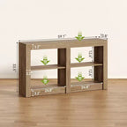59-Inch Entryway Table with 2-Tier Shelf, Rectangle Design Sofa Console Table for Entryway, Living Room, Hallway, Oak Color