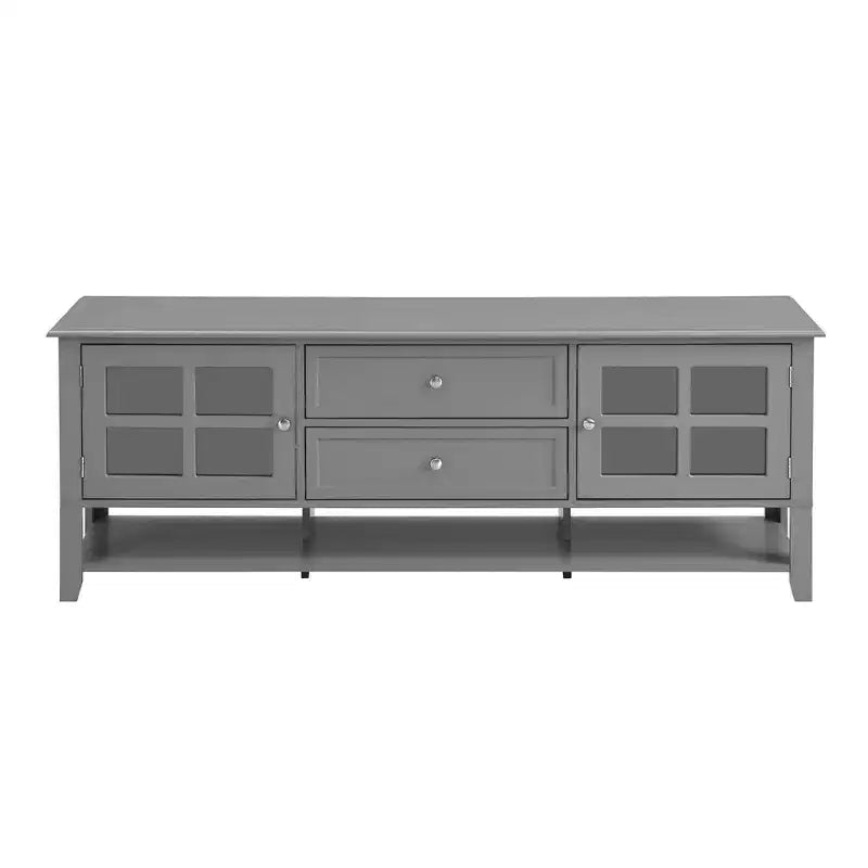 59" Modern TV Stand for 60" TVs, Grey MDF Media Console with Multifunctional Storage & Silent Magnetic Doors