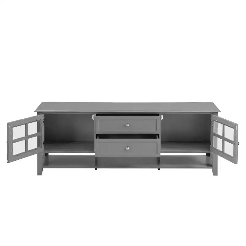 59" Modern TV Stand for 60" TVs, Grey MDF Media Console with Multifunctional Storage & Silent Magnetic Doors