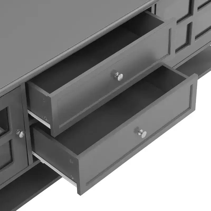 59" Modern TV Stand for 60" TVs, Grey MDF Media Console with Multifunctional Storage & Silent Magnetic Doors