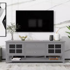 59" Modern TV Stand for 60" TVs, Grey MDF Media Console with Multifunctional Storage & Silent Magnetic Doors