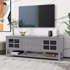 59" Modern TV Stand for 60" TVs, Grey MDF Media Console with Multifunctional Storage & Silent Magnetic Doors