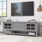 59" Modern TV Stand for 60" TVs, Grey MDF Media Console with Multifunctional Storage & Silent Magnetic Doors
