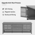 59" Modern TV Stand for 60" TVs, Grey MDF Media Console with Multifunctional Storage & Silent Magnetic Doors