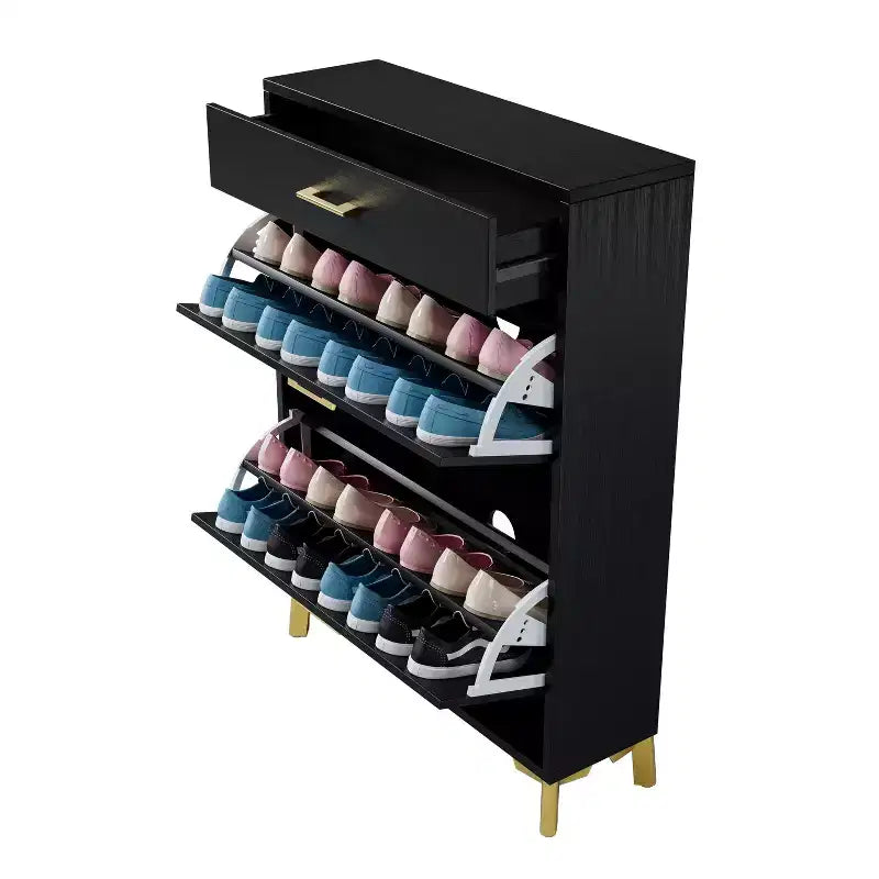 Meuble à chaussures autoportant dissimulé avec 2 tiroirs basculants, meuble à chaussures multicolore, organisateur de chaussures assorti pour entrée/couloir