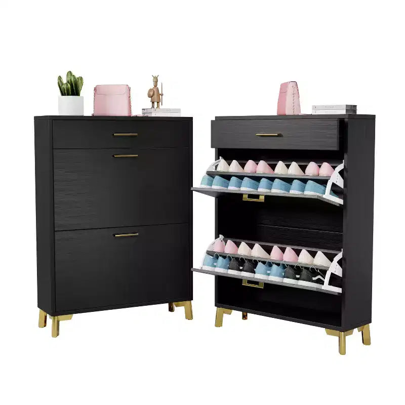 Meuble à chaussures autoportant dissimulé avec 2 tiroirs basculants, meuble à chaussures multicolore, organisateur de chaussures assorti pour entrée/couloir