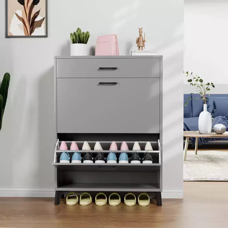 Freestanding Hidden Shoe Storage Cabinet with 2 Flip Drawers, Multi-color Shoe Rack, All-match Shoe Organizer for Entryway Doorway Hallway