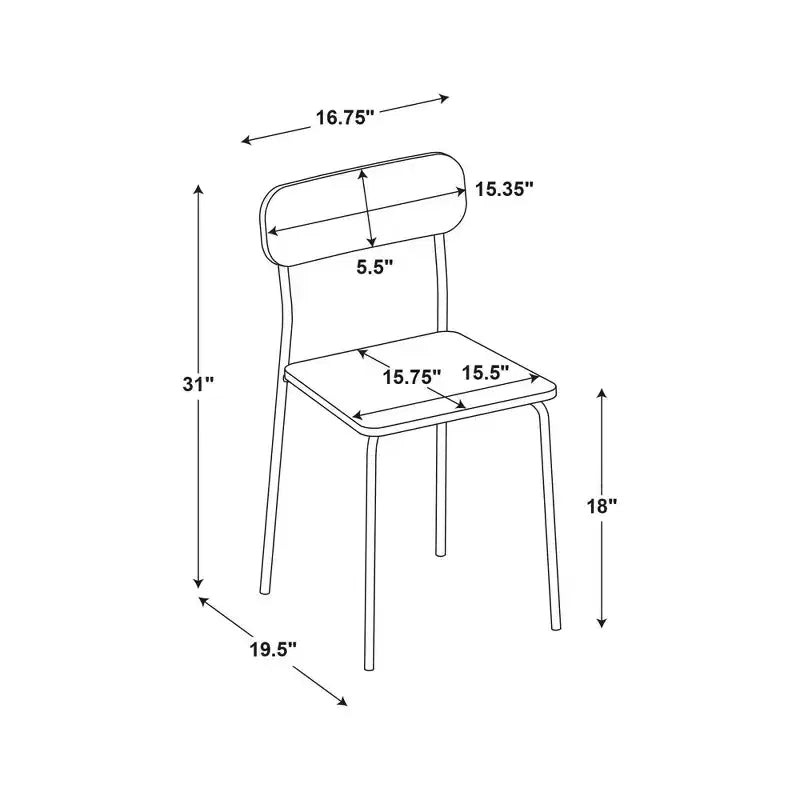 Set of 2 Wood with Metal Base Dining Chair, Natural Armless Chairs with Powder-Coated Steel Frame