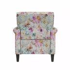 Traditional Rolled Arm Accent Chair with Pewter Nailheads Floral Pattern Pink