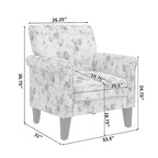 Traditional Rolled Arm Accent Chair with Pewter Nailheads Floral Pattern Pink