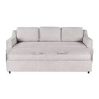 Queen Size Pullout Sofa Bed, Linen Convertible Couch with Innerspring Mattress, Seats 3
