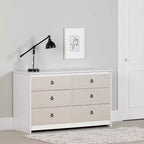 6 Drawer Double Dresser White/Beige