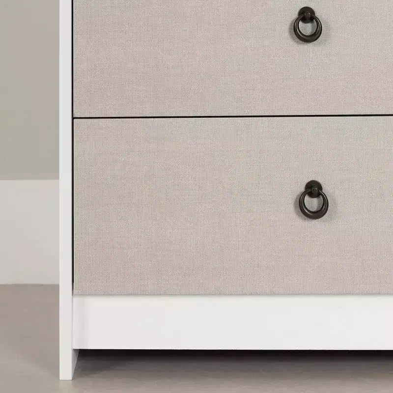 6 Drawer Double Dresser White/Beige