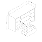 6 Drawer Double Dresser White/Beige