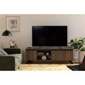 TV Stand for TVs up to 60", Natural Walnut Laminated Particle Board with 3 Doors and Open Compartments