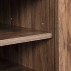 TV Stand for TVs up to 60", Natural Walnut Laminated Particle Board with 3 Doors and Open Compartments
