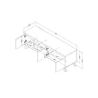 TV Stand for TVs up to 60", Natural Walnut Laminated Particle Board with 3 Doors and Open Compartments