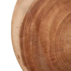 22.44" Round Side Table with Mango Wood Top and Rattan Frame, Tulip Shape, Tan, No Assembly
