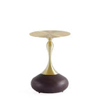 Set of 2 Round Gold Steel End Tables with Metal Base, Fully Assembled, 15.75" Diameter