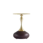 Set of 2 Round Gold Steel End Tables with Metal Base, Fully Assembled, 15.75" Diameter