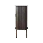 2 Door Decorative Storage Cabinet, Rubberwood & MDF, Accordion Doors, Walnut Finish, No Assembly