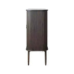 2 Door Decorative Storage Cabinet, Rubberwood & MDF, Accordion Doors, Walnut Finish, No Assembly