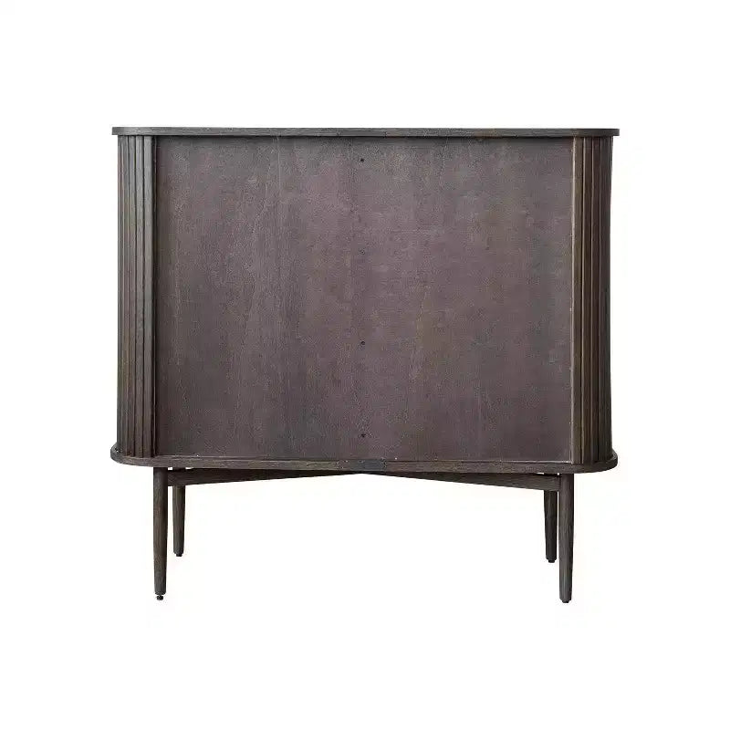 2 Door Decorative Storage Cabinet, Rubberwood & MDF, Accordion Doors, Walnut Finish, No Assembly