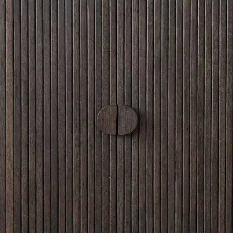 2 Door Decorative Storage Cabinet, Rubberwood & MDF, Accordion Doors, Walnut Finish, No Assembly