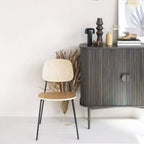 2 Door Decorative Storage Cabinet, Rubberwood & MDF, Accordion Doors, Walnut Finish, No Assembly