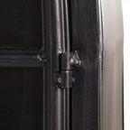 76" Tall Arched Black Iron & Glass Storage Cabinet, 2 Arched Glass Doors, 3 Fixed Shelves, No Assembly